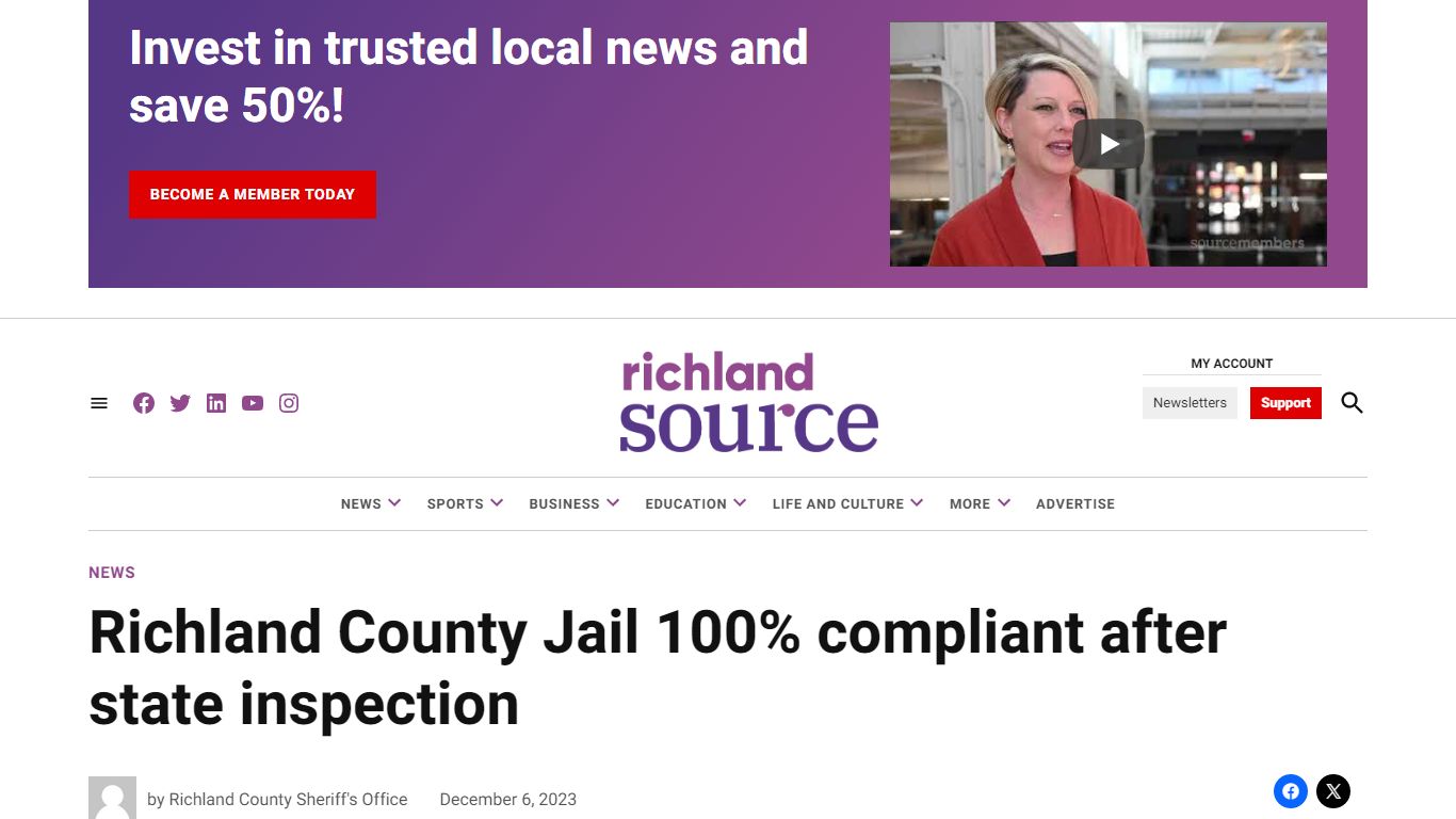 Richland County Jail 100% compliant after state inspection
